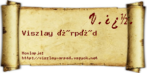 Viszlay Árpád névjegykártya
